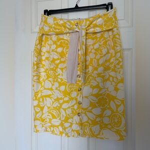 Anthropologie Limited Edition 44/52 Citrus Print Button-Front Skirt | Size 12